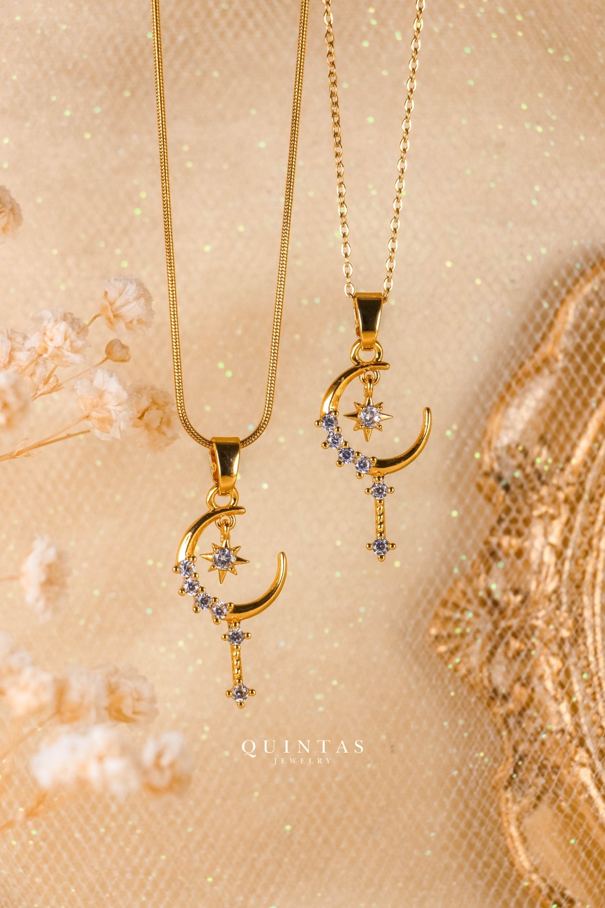 Celeste Moon and Star Necklace