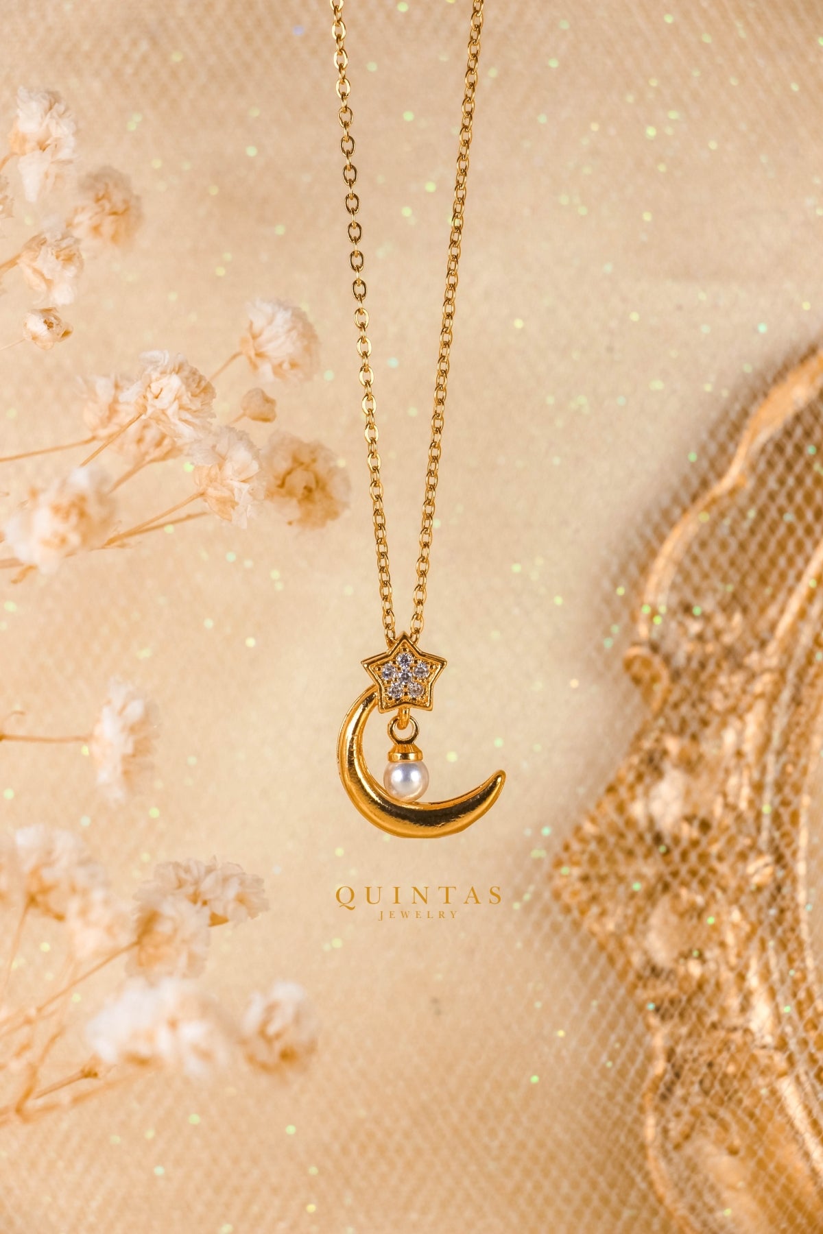 Carina Moon And Pearl Necklace