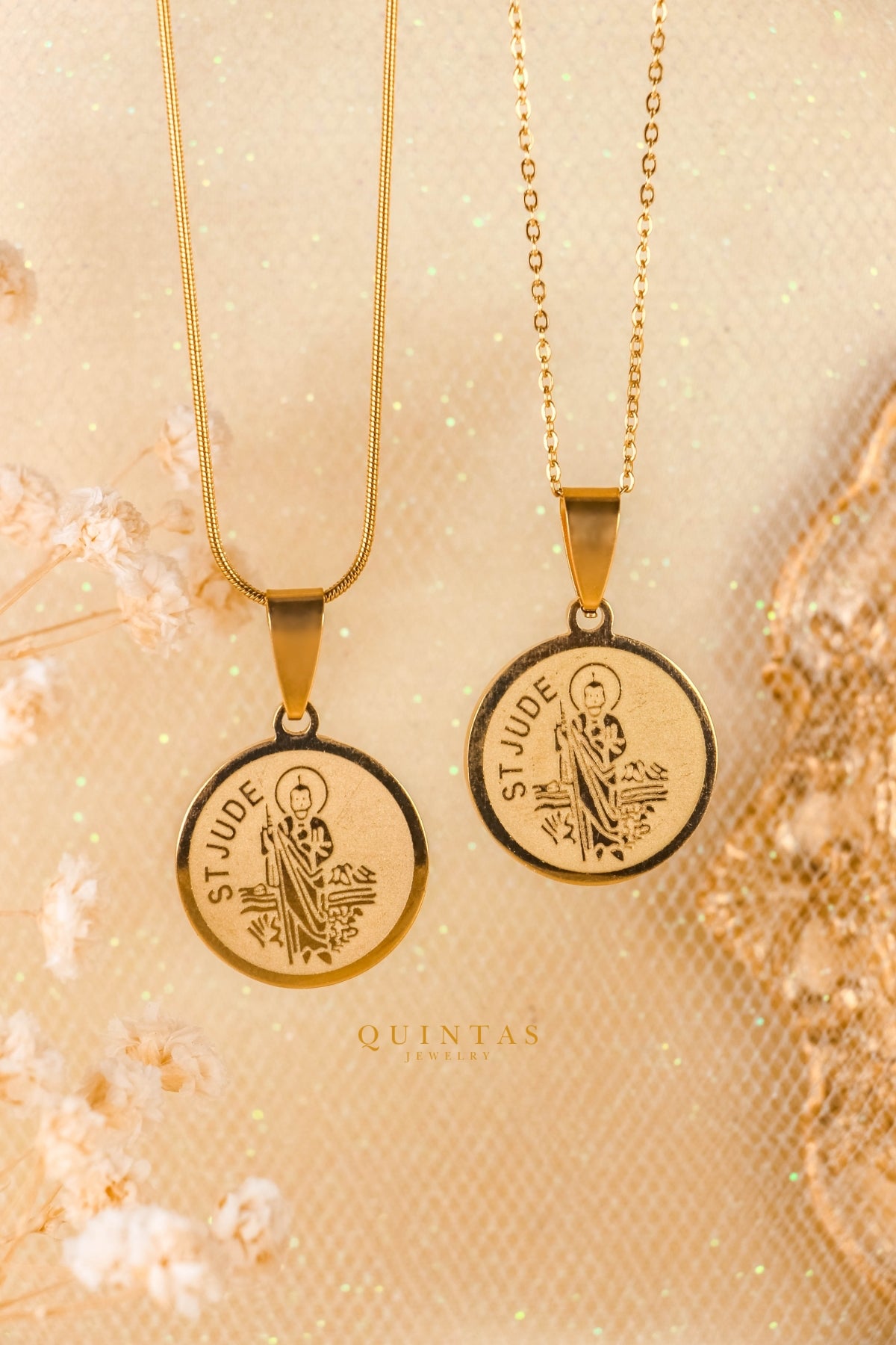 Saint Jude medallion Pendant Necklace in Gold (Yellow/Rose/White)