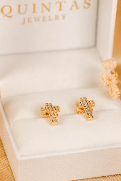 Sparkle Cross Stud Earrings