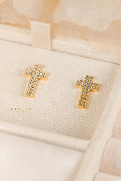 Sparkle Cross Stud Earrings