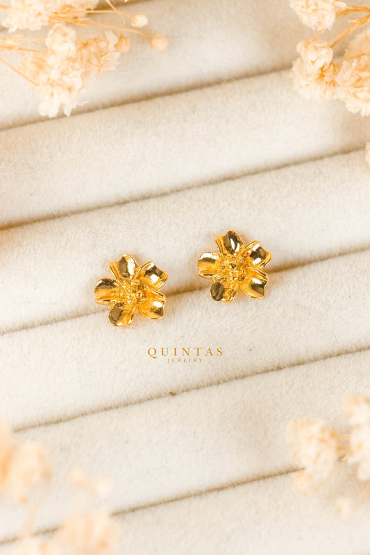 Marigold Flower Stud Earrings