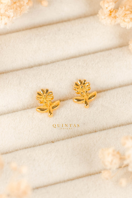 Sunflower Charm Stud Earrings