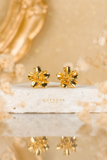 Marigold Flower Stud Earrings