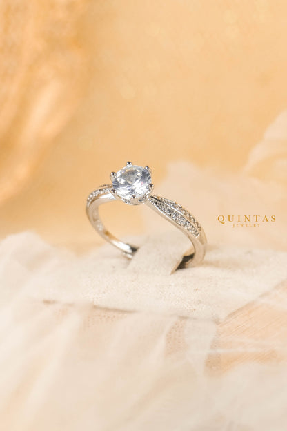 Katherine Diamond Circle Silver Ring (Adjustable)