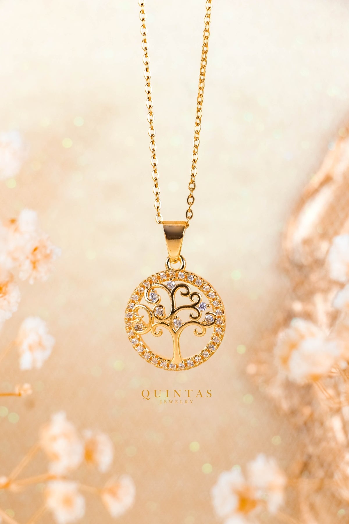 10k Gold Tree of Life Heart Necklace