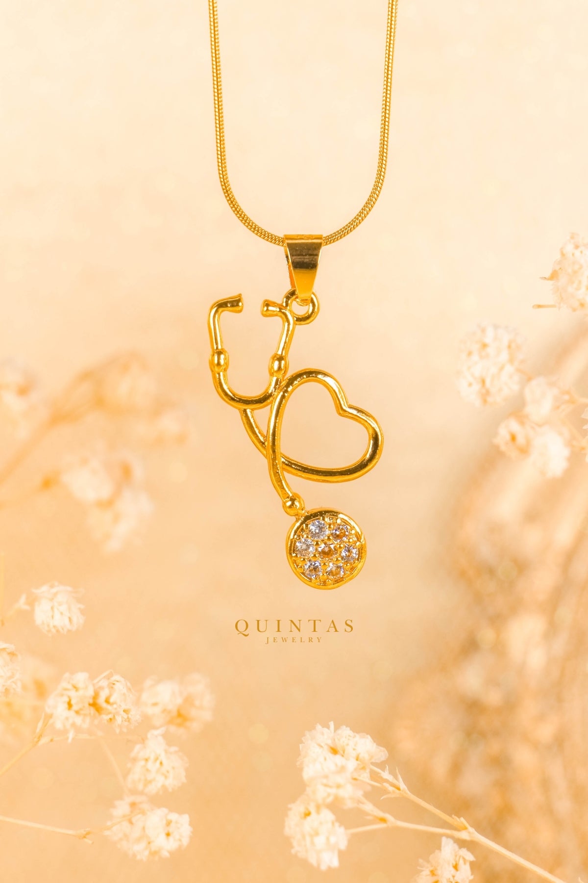 Diamond Necklace Stethoscope Pendant Gold Stethoscope Charm