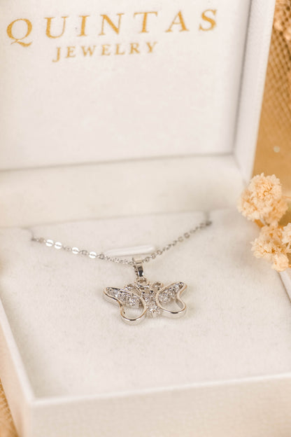 Mariposa Crystal Silver Necklace