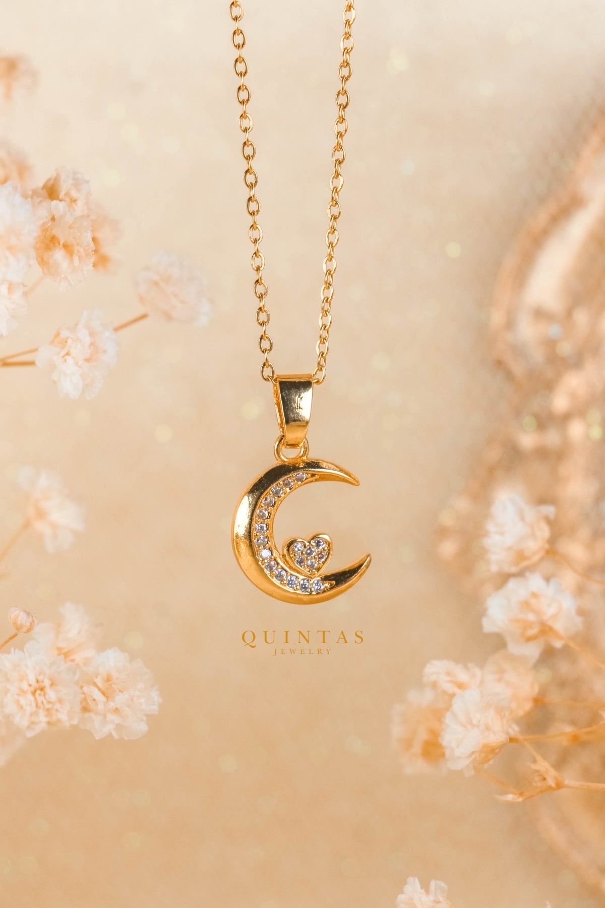 Moon And Heart Necklace