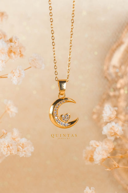 Moon And Heart Necklace