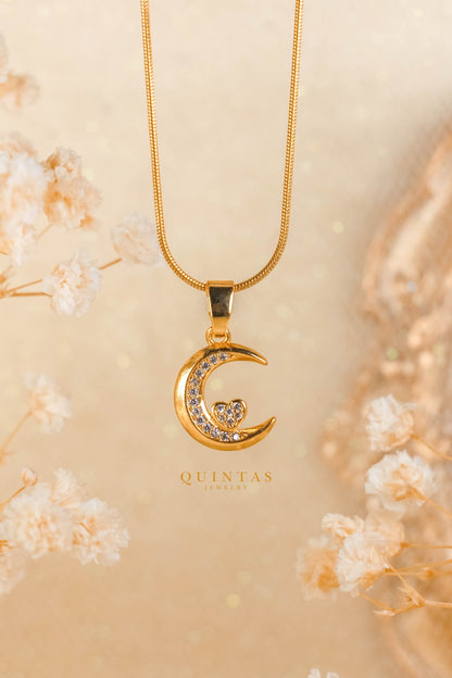 Moon And Heart Necklace