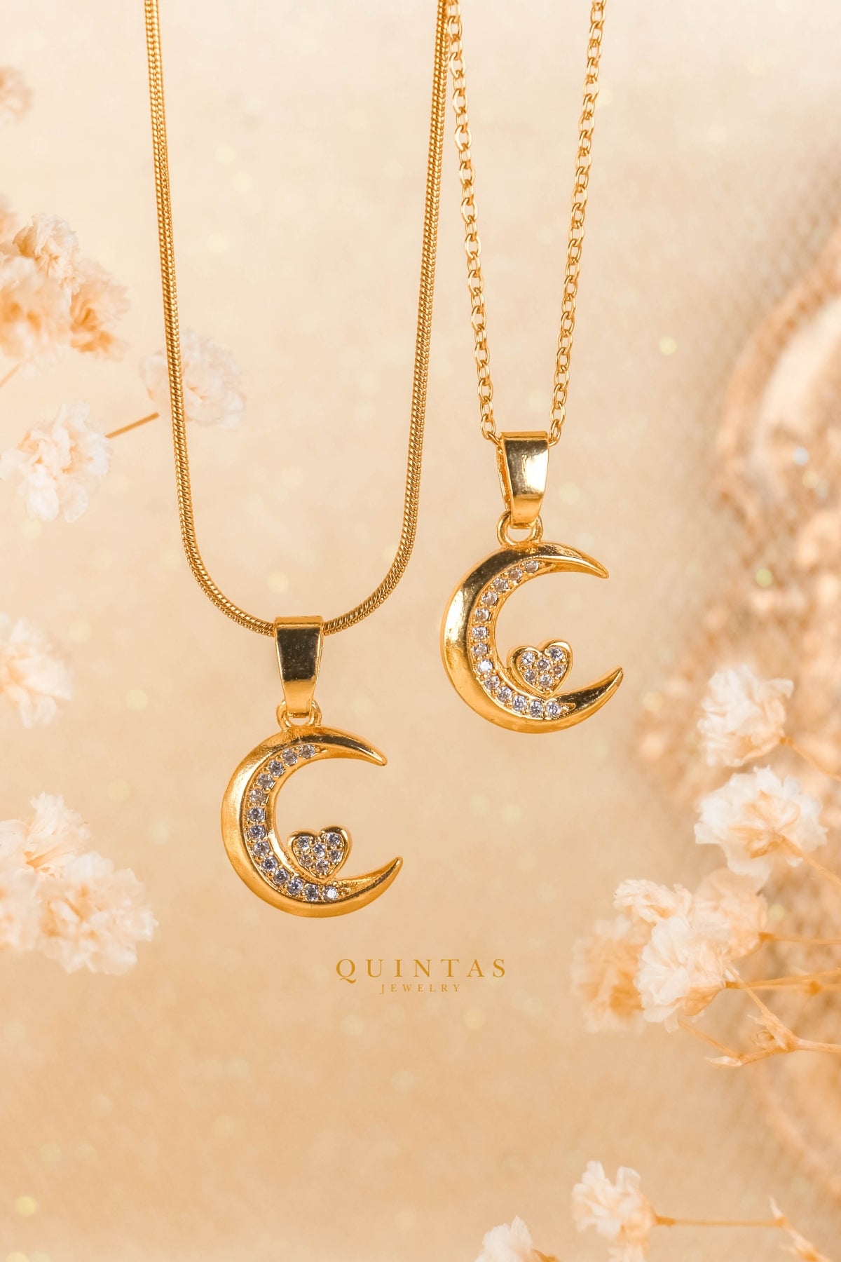 Moon And Heart Necklace