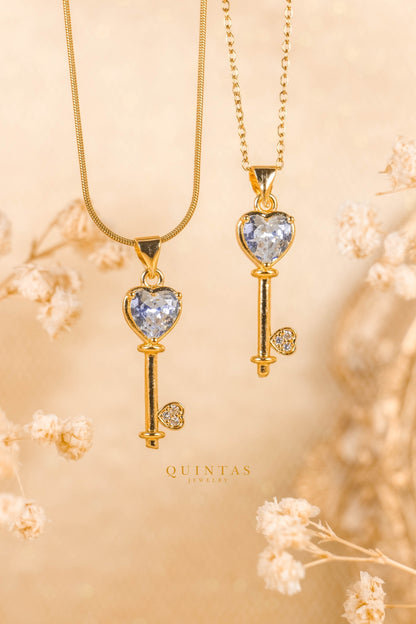 Key Diamond Heart Necklace