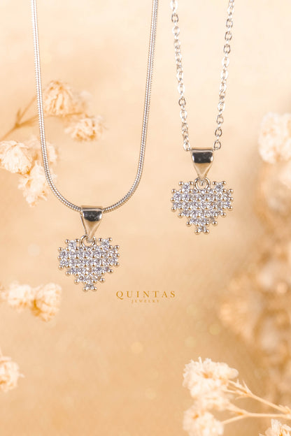 Zirconia Heart Silver Necklace