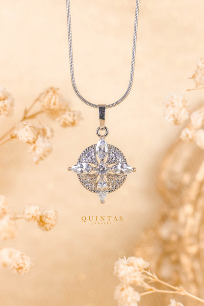 Flower Halo Silver Necklace