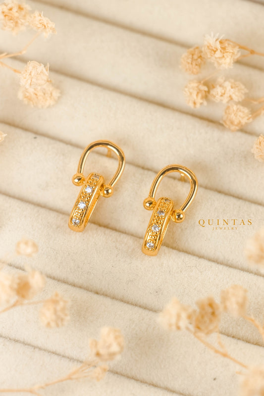 Aera Gold Lock Stud Earrings