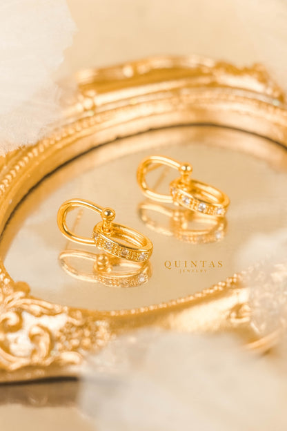 Aera Gold Lock Stud Earrings