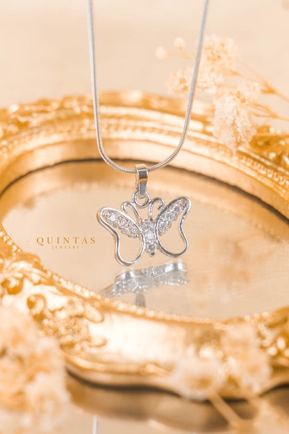 Mariposa Crystal Silver Necklace