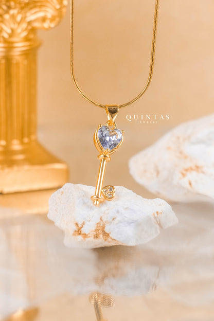 Key Diamond Heart Necklace