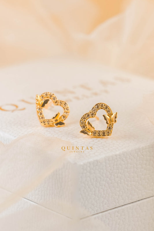 Butterfly Heart Stud Earrings