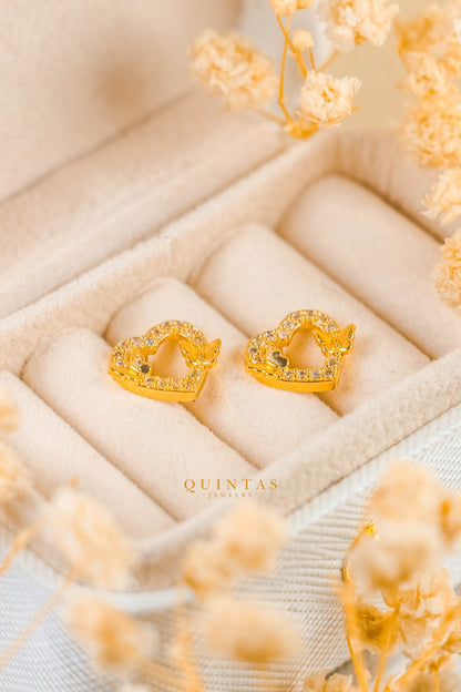 Butterfly Heart Stud Earrings