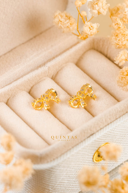 Sparkle Ribbon Stud Earrings