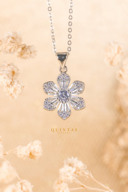 Flower Sun Silver Necklace