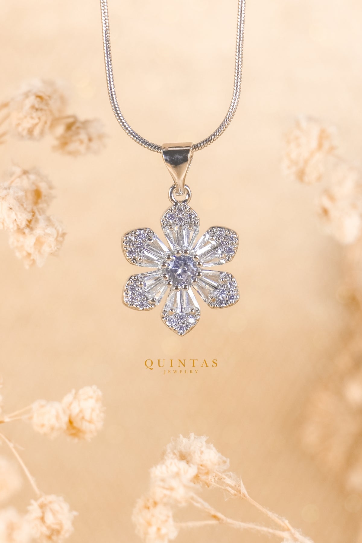 Flower Sun Silver Necklace