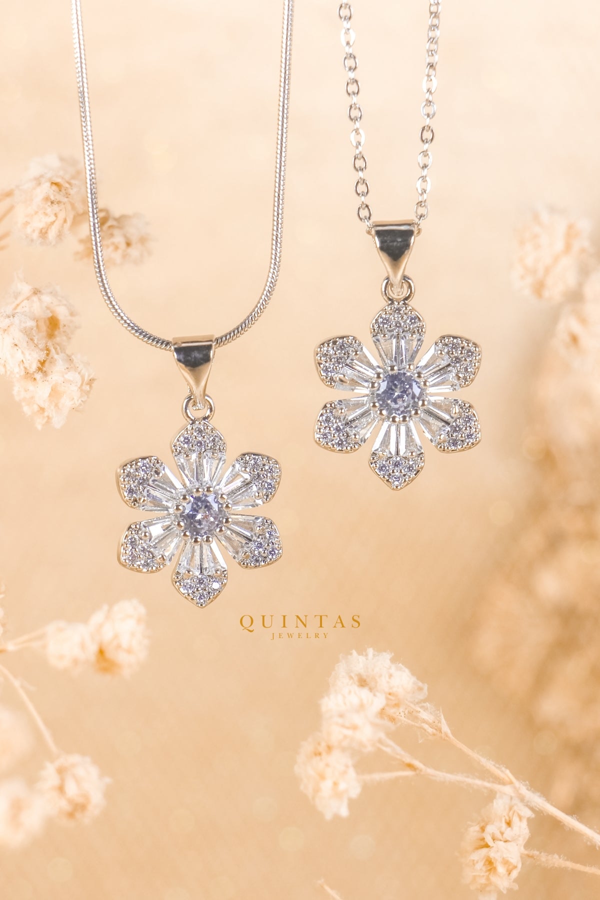 Flower Sun Silver Necklace