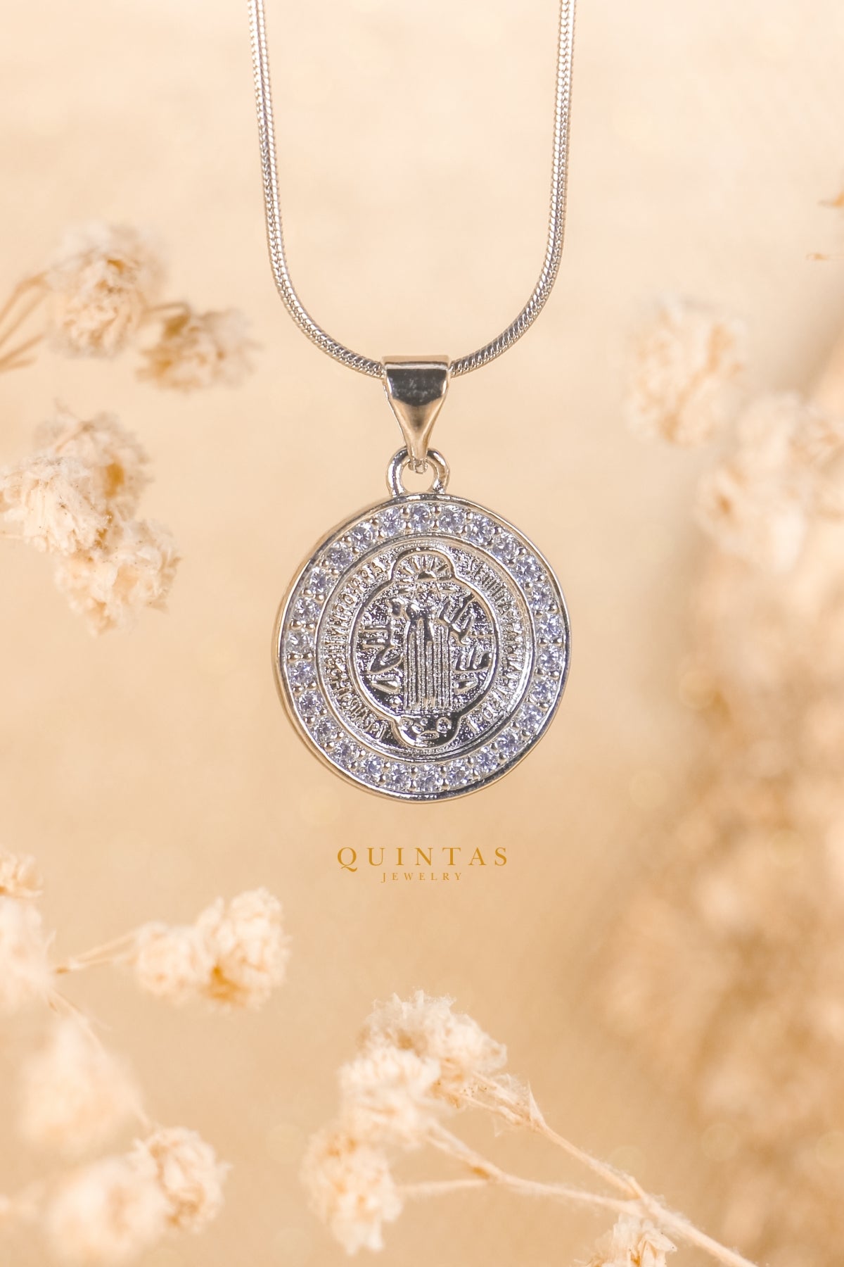 St. Benedict Medallion Silver Necklace