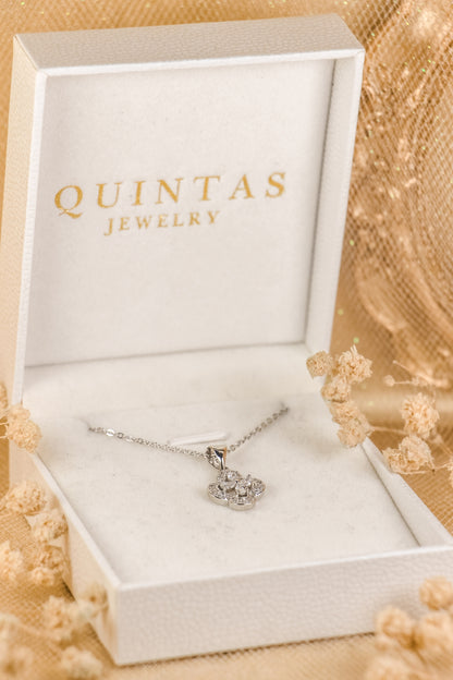 Frosted Clover Silver Necklace