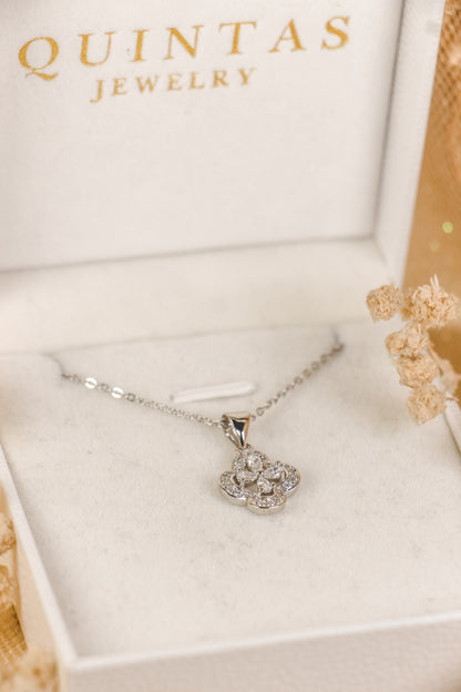 Frosted Clover Silver Necklace