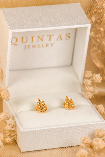 Golden Fern Stud Earrings