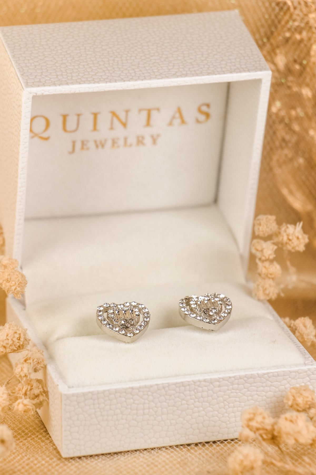 Serenity Heart Silver Stud Earrings