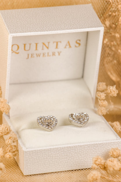 Serenity Heart Silver Stud Earrings