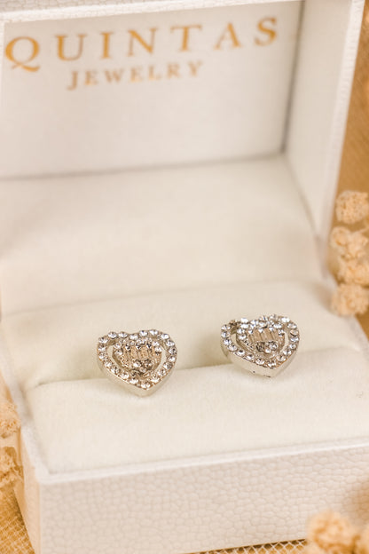 Serenity Heart Silver Stud Earrings