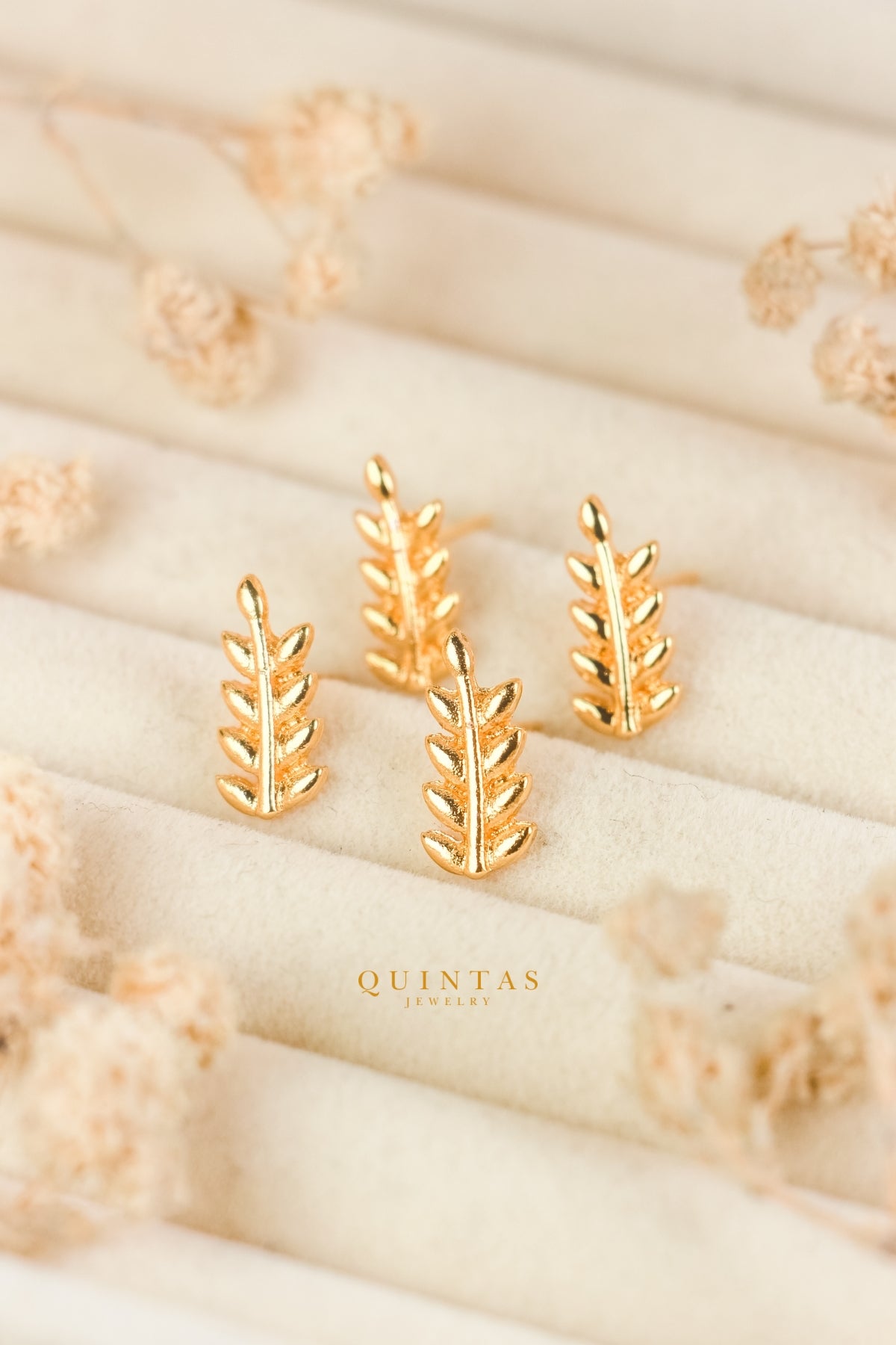 Golden Fern Stud Earrings