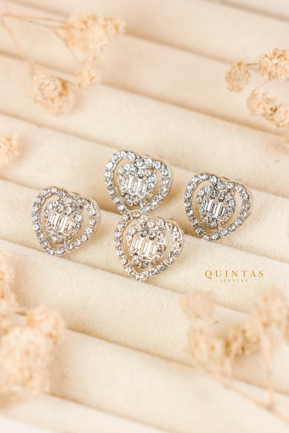 Serenity Heart Silver Stud Earrings