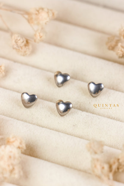 Classic Heart Silver Stud Earrings