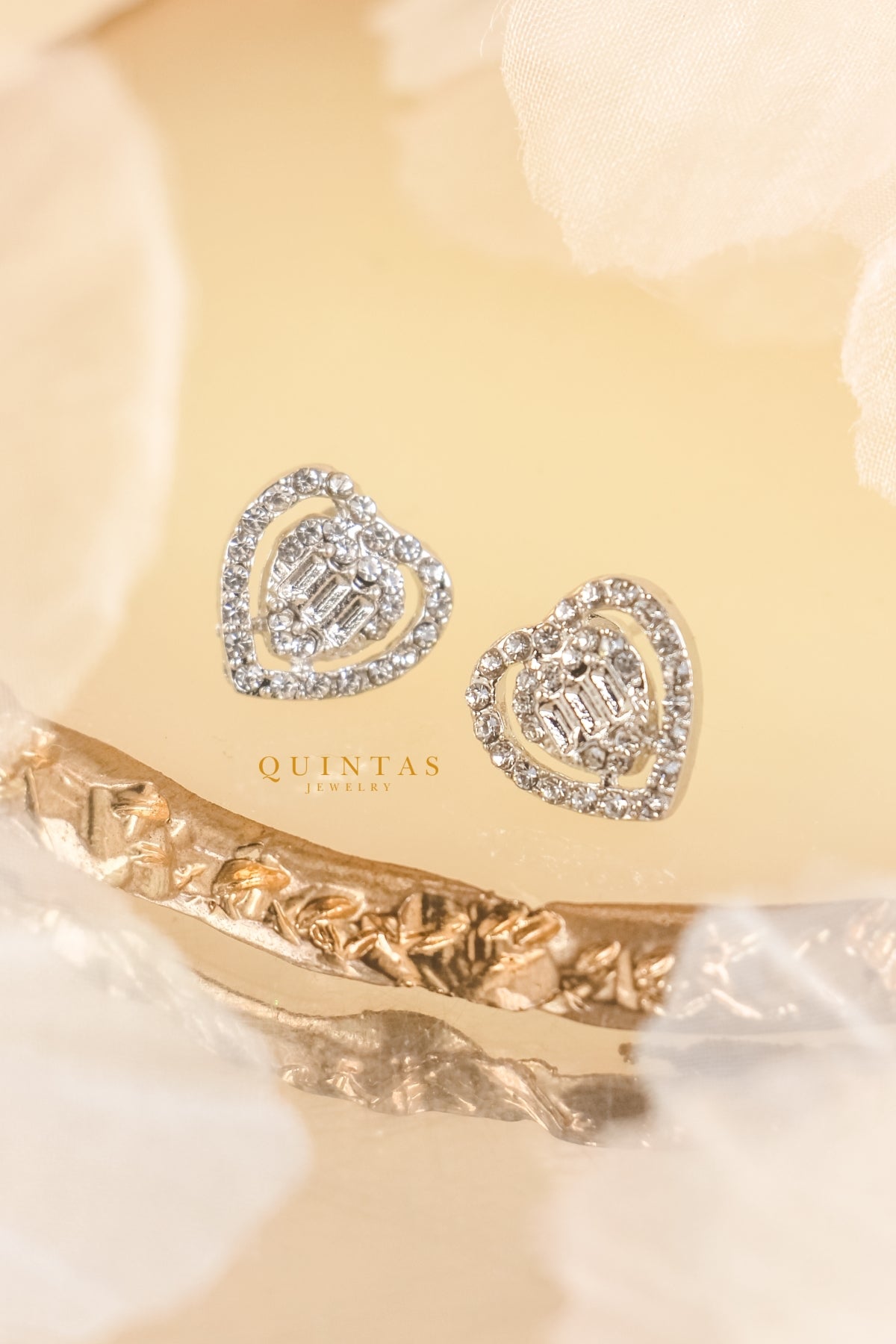 Serenity Heart Silver Stud Earrings