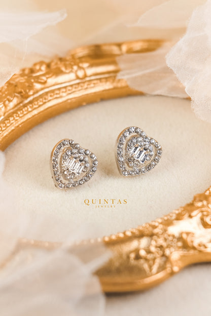 Serenity Heart Silver Stud Earrings