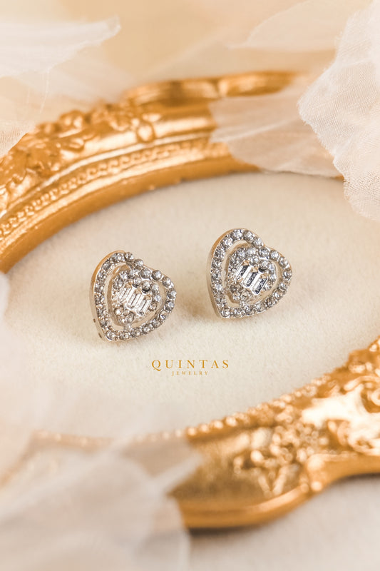 Serenity Heart Silver Stud Earrings