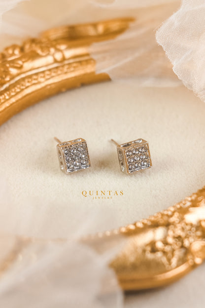 Diamond Square Silver Stud Earrings