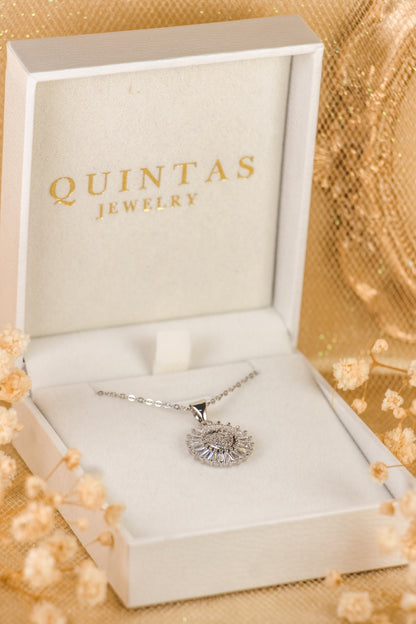 Dazzling Glass Heart Silver Necklace