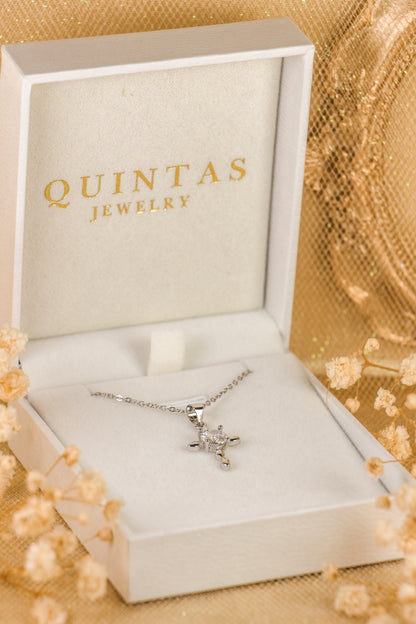 Dainty Cross Diamond Silver Necklace
