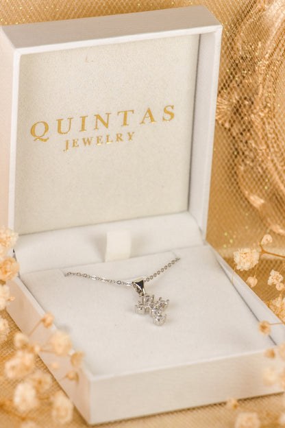 Mini Iced Cross Silver Necklace