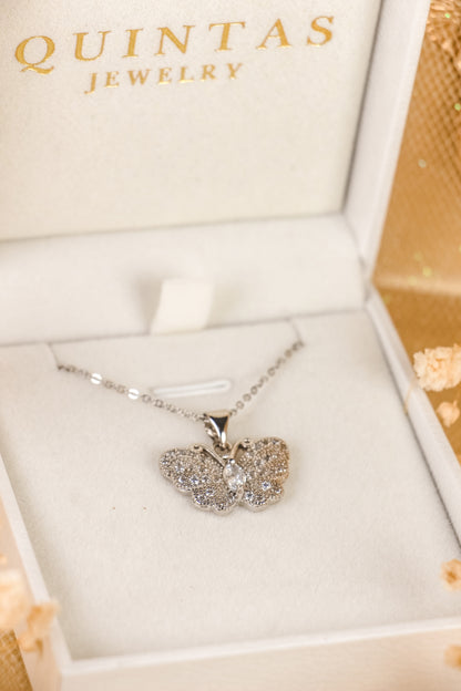 Jane Butterfly Silver Necklace