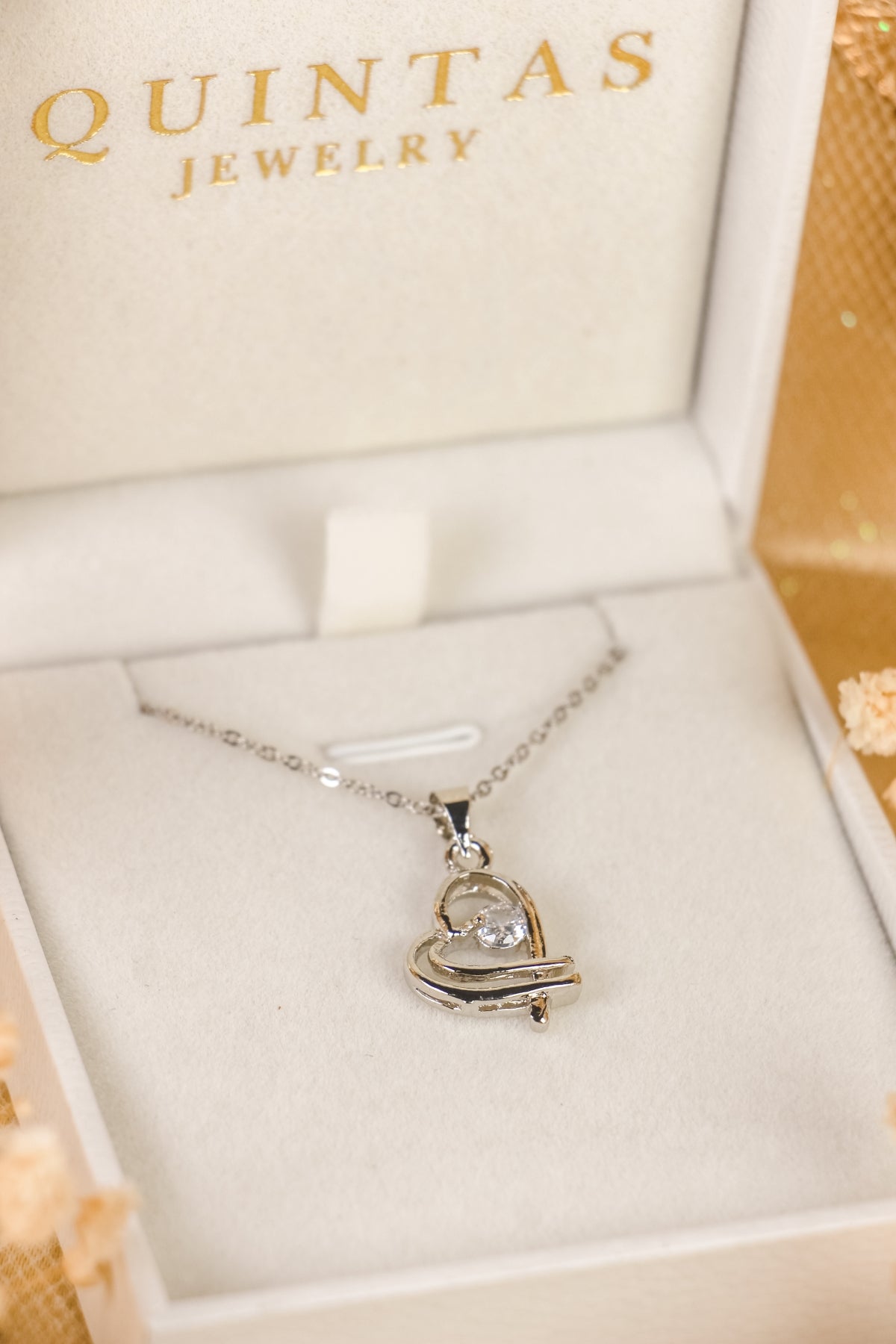 Interwined Hearts Silver Necklace