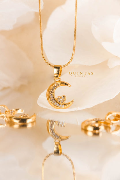 Moon And Heart Necklace