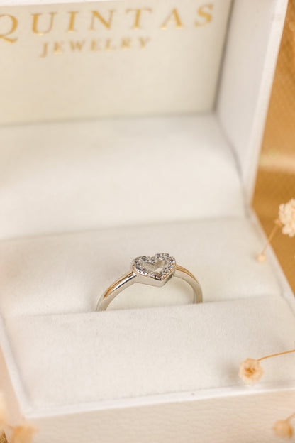 Amelia Heart Silver Ring (Adjustable)